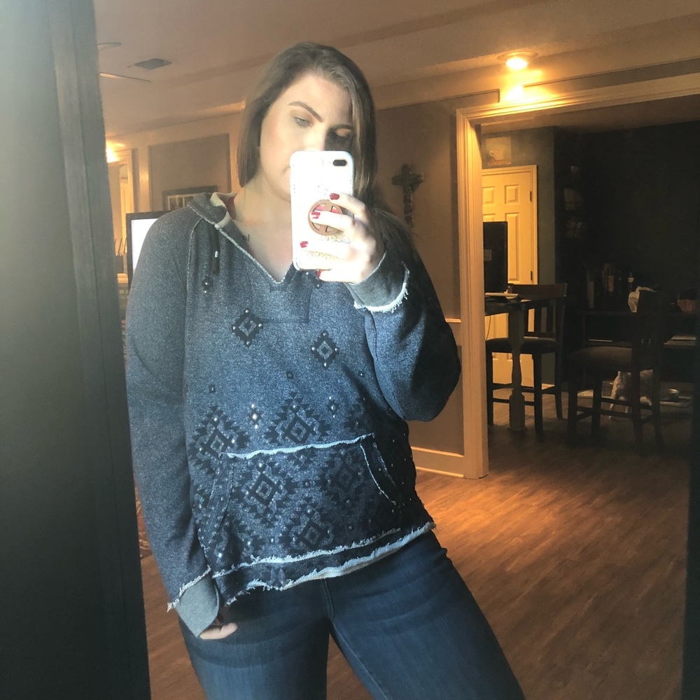 Faux Denim Hoodie